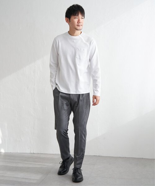IKKA LOUNGE(イッカラウンジ)の「ポンチクルーネックジャケットロンT(Tシャツ/カットソー・メンズ・ホワイト/ライトグレー・M/L/XL/S)」の5枚目の写真