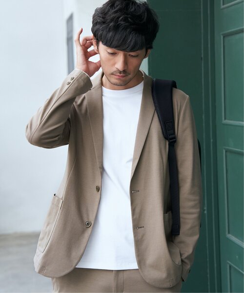 IKKA LOUNGE(イッカラウンジ)の「ポンチクルーネックジャケットロンT(Tシャツ/カットソー・メンズ・ホワイト/ライトグレー・M/L/XL/S)」の6枚目の写真