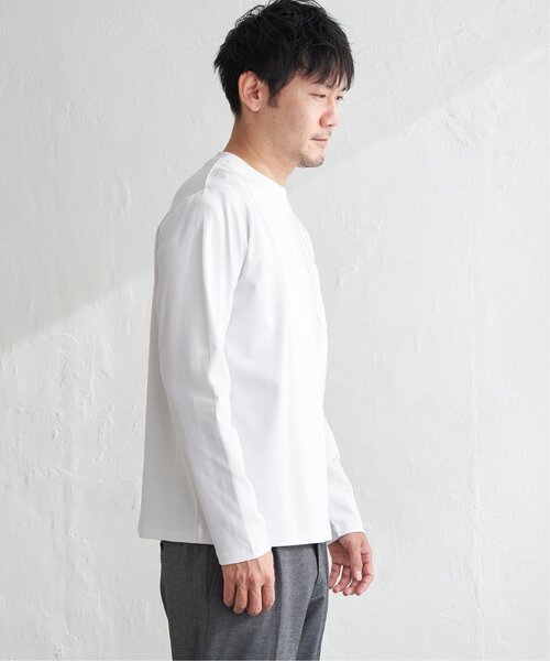 IKKA LOUNGE(イッカラウンジ)の「ポンチクルーネックジャケットロンT(Tシャツ/カットソー・メンズ・ホワイト/ライトグレー・M/L/XL/S)」の16枚目の写真