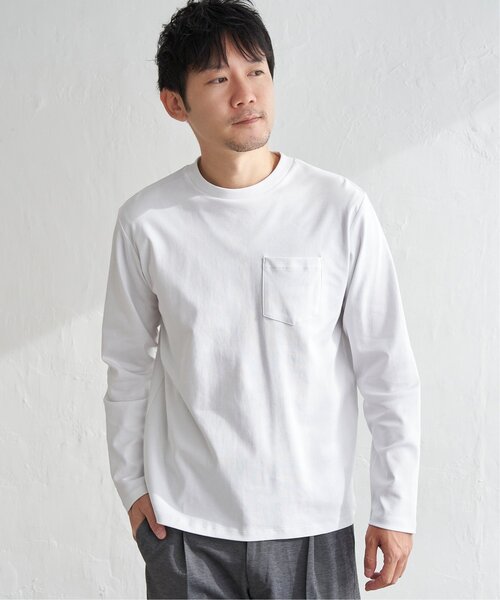 IKKA LOUNGE(イッカラウンジ)の「ポンチクルーネックジャケットロンT(Tシャツ/カットソー・メンズ・ホワイト/ライトグレー・M/L/XL/S)」の18枚目の写真
