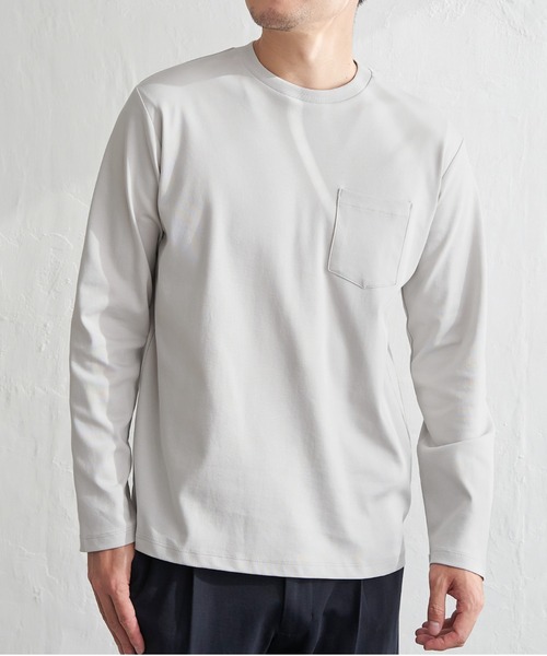 ロンT ホワイト ポンチクルーネックジャケットロンT（Tシャツ/カットソー）｜IKKA