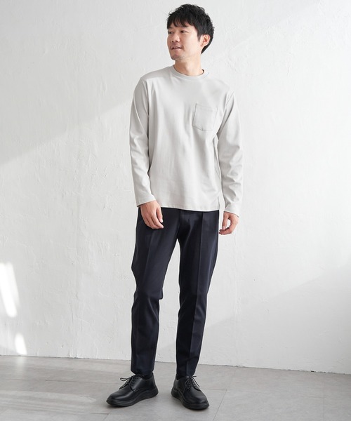 セール】ポンチクルーネックジャケットロンT（Tシャツ/カットソー