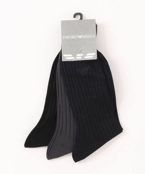 EMPORIO ARMANI（エンポリオアルマーニ）の「【3足セット】EMPORIO ARMANI イーグルリブ ビジネスソックス 92312721（Tシャツ/カットソー・メンズ・ブラック系3/その他1・25-26cm）」の10枚目の写真