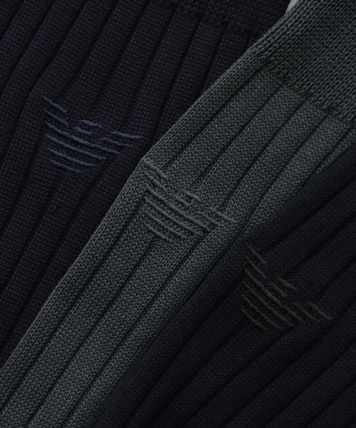 EMPORIO ARMANI（エンポリオアルマーニ）の「【3足セット】EMPORIO ARMANI イーグルリブ ビジネスソックス 92312721（Tシャツ/カットソー・メンズ・ブラック系3/その他1・25-26cm）」の6枚目の写真