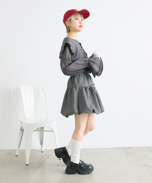 w closet(ダブルクローゼット)の「リボンバルーンスカート(スカート・レディース・ブラック/グレー・FREE)」の22枚目の写真