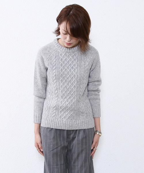 coen（コーエン）の「シェットケーブルニット（ニット/セーター・レディース・オフホワイト/ライトグレー・LARGE/MEDIUM）」の10枚目の写真