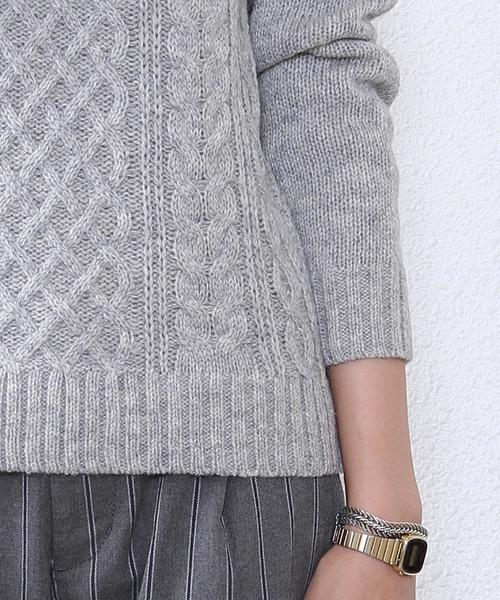 coen（コーエン）の「シェットケーブルニット（ニット/セーター・レディース・オフホワイト/ライトグレー・LARGE/MEDIUM）」の4枚目の写真