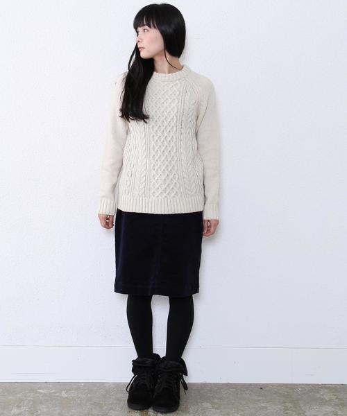 coen（コーエン）の「シェットケーブルニット（ニット/セーター・レディース・オフホワイト/ライトグレー・LARGE/MEDIUM）」の6枚目の写真