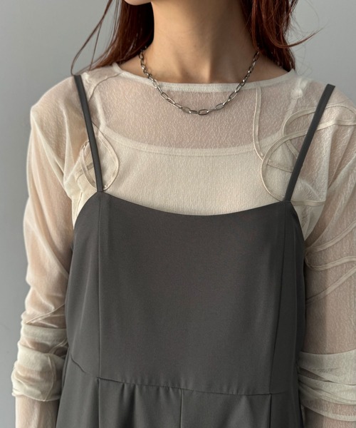 classicalelf（クラシカルエルフ）の「脚長上品シルエット！センタープレス入りストレッチキャミサロペット（サロペット/オーバーオール・レディース・ブラック/チャコール・X-LARGE/SMALL/MEDIUM/LARGE）」の16枚目の写真