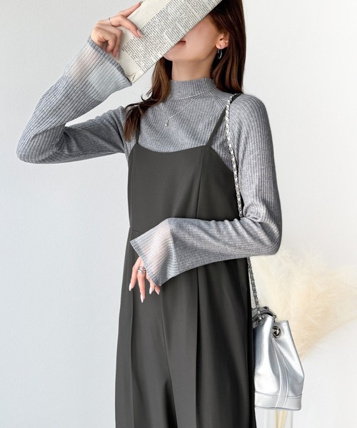 classicalelf（クラシカルエルフ）の「脚長上品シルエット！センタープレス入りストレッチキャミサロペット（サロペット/オーバーオール・レディース・ブラック/チャコール・X-LARGE/SMALL/MEDIUM/LARGE）」の20枚目の写真