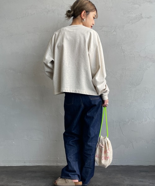 DANTON/ダントン] ドットボタン クルーネックスウェットカーディガン