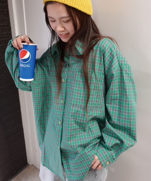 CORNERS（コーナーズ）の「オーバーサイズチェックシャツ（シャツ/ブラウス・レディース・ブラウン/ブラック/グリーン/マスタード・M）」の3枚目の写真