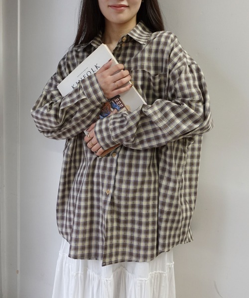 FreshService オーバーサイズチェックシャツ LIMITEDオーバーサイズチェックシャツ（GREEN×BURGUNDY