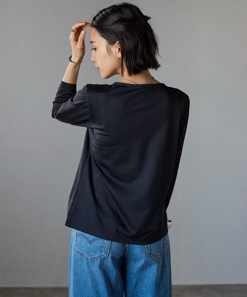 etre pret(エトレプレ)の「多サイズ展開 シフォン切替七分袖カットソー(Tシャツ/カットソー・レディース・ホワイト/ブラック・3L/M/L/LL/S)」の14枚目の写真