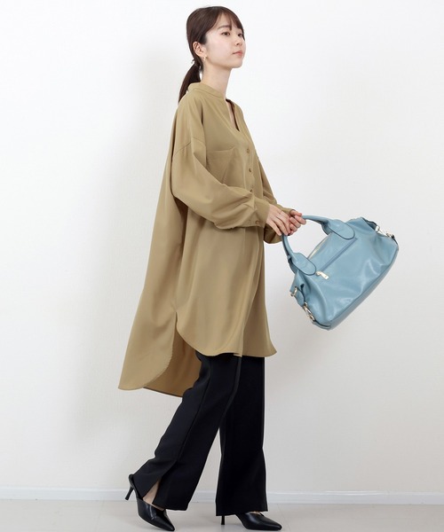 Aletta vita(アレッタビータ)の「長袖ジョーゼット両ポケスキッパーワンピース(ワンピース・レディース・ブラック/ベージュ系その他/モカ/ネイビー・FREE)」の13枚目の写真