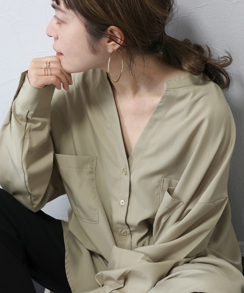 Aletta vita(アレッタビータ)の「長袖ジョーゼット両ポケスキッパーワンピース(ワンピース・レディース・ブラック/ベージュ系その他/モカ/ネイビー・FREE)」の20枚目の写真