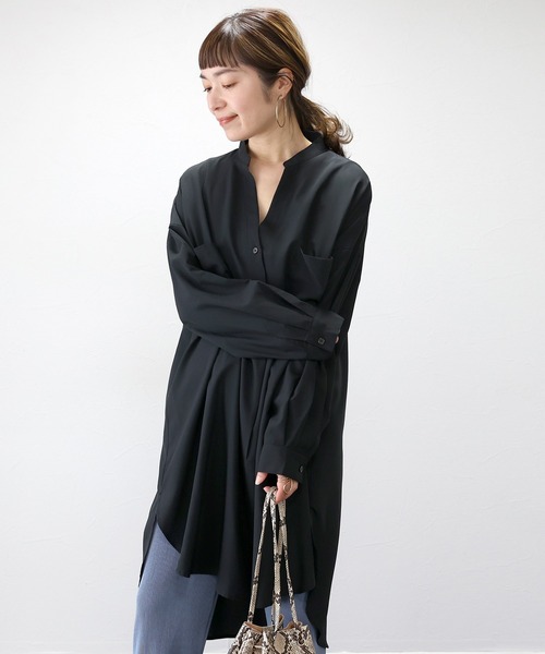 Aletta vita(アレッタビータ)の「長袖ジョーゼット両ポケスキッパーワンピース(ワンピース・レディース・ブラック/ベージュ系その他/モカ/ネイビー・FREE)」の8枚目の写真