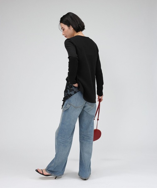 BABYLONE（バビロン）の「ハリヌキニットカーディガン（カーディガン/ボレロ・レディース・オフホワイト/ブラック・フリー）」の4枚目の写真