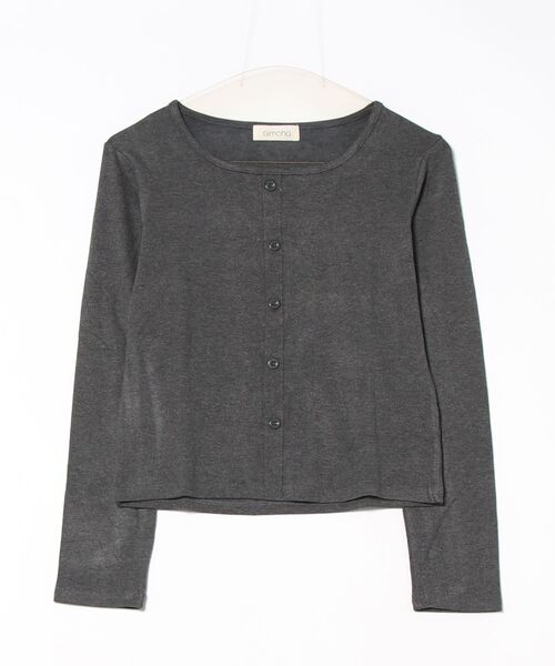 aimoha(アイモハ)の「ボタンデザインシンプルラウンドネック長袖トップス(Tシャツ/カットソー・レディース・ブラック/ホワイト/ダークグレー/チョコ/ワインレッド・FREE)」の18枚目の写真