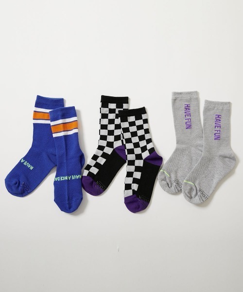 devirock(デビロック)の「メッシュ切り替え デザインソックス 3足セット(ソックス/靴下・キッズ・イエロー系その他/ピンク系その他/ブルー系その他・S/M/L)」の1枚目の写真