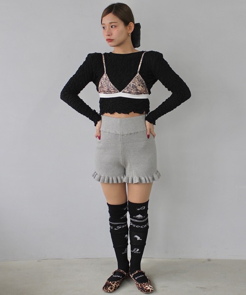 SANSeLF(サンセルフ)の「ヘムフリルニットショートパンツ【SANSeLF】sanw25s016(その他パンツ・レディース・アイボリー/ブラック/グレー・FREE)」の8枚目の写真