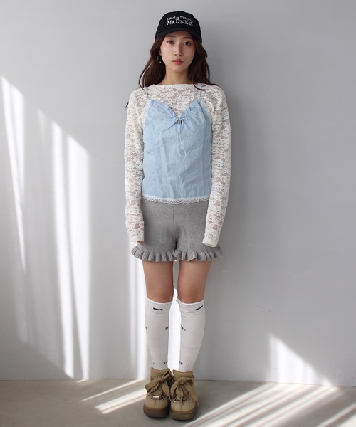 【国内買付/発送】クロシェニット製フリルミニ ショートパンツ 楽天市場】【最大10％offクーポン&ポイント2倍】ニット ショート