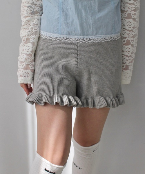 SANSeLF(サンセルフ)の「ヘムフリルニットショートパンツ【SANSeLF】sanw25s016(その他パンツ・レディース・アイボリー/ブラック/グレー・FREE)」の14枚目の写真