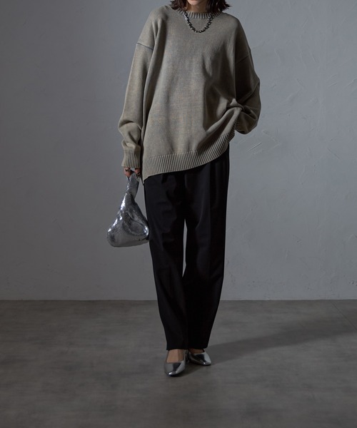 セール】ウオッシュ加工オーバーサイズライトニットプルオーバー