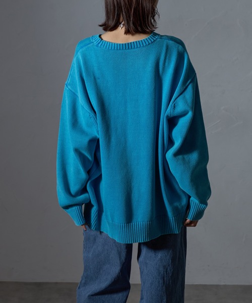 セール】ウオッシュ加工オーバーサイズライトニットプルオーバー