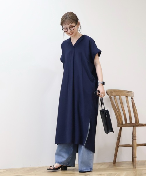 AMERICAN HOLIC（アメリカンホリック）の「接触冷感スキッパーワンピース（ワンピース・レディース・ライトベージュ/ブラック/ネイビー・FREE）」の9枚目の写真