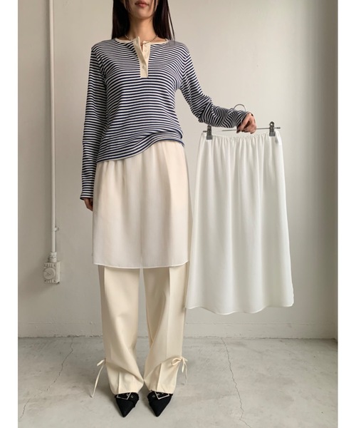 Didot.showroom（ディドット ショールーム）の「【DIDOT.】着丈違いの2サイズ展開｜レイヤードスカート（スカート・レディース・ブラウン/アイボリー/ブラック/グレー・SHORT/LONG）」の2枚目の写真