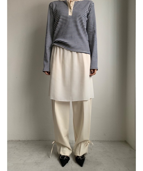 Didot.showroom（ディドット ショールーム）の「【DIDOT.】着丈違いの2サイズ展開｜レイヤードスカート（スカート・レディース・ブラウン/アイボリー/ブラック/グレー・SHORT/LONG）」の20枚目の写真