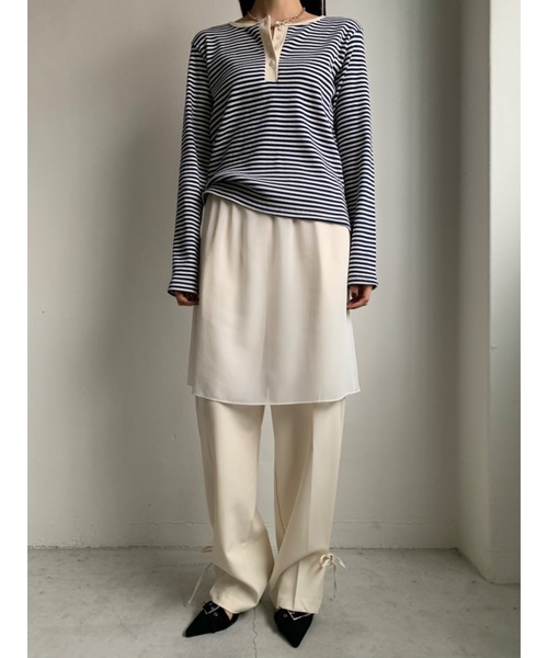 Didot.showroom（ディドット ショールーム）の「【DIDOT.】着丈違いの2サイズ展開｜レイヤードスカート（スカート・レディース・ブラウン/アイボリー/ブラック/グレー・SHORT/LONG）」の22枚目の写真