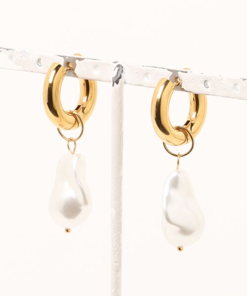 ステンレス パール フープ ピアス ESTELLE/エステール（ピアス