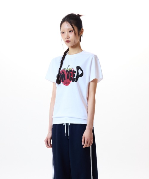 ★LUVISTRUE★IM STRAWBERRY LETTERING TEE(NAVY)★正規品/人気 IM ストロベリーレタリングTシャツ (ネイビー) - LUVISTRUE | 60