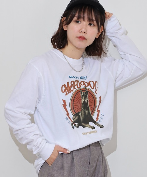 MODISH GAZE(モディシュガゼ)の「MODISH GAZE ドーベルマン ピグメントロンT(Tシャツ/カットソー・メンズ・ホワイト/ブラウン/グレー/ブラック・M/L)」の1枚目の写真