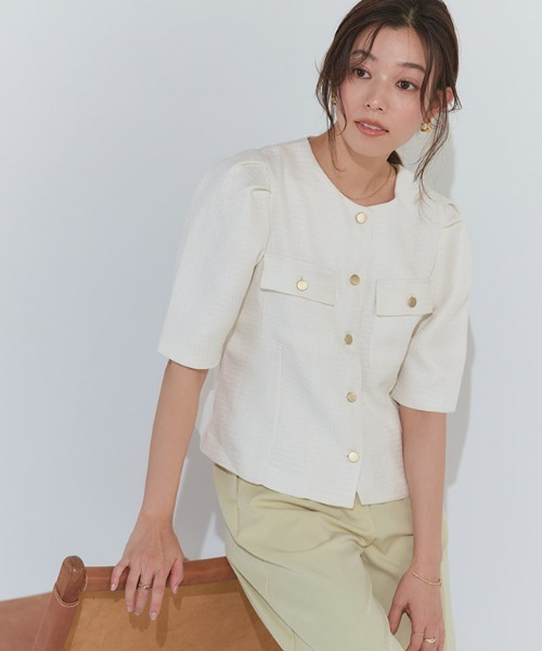 Pierrot(ピエロ)の「ツイードジャケット(その他アウター・レディース・オフホワイト/ブラック・M/L)」の22枚目の写真
