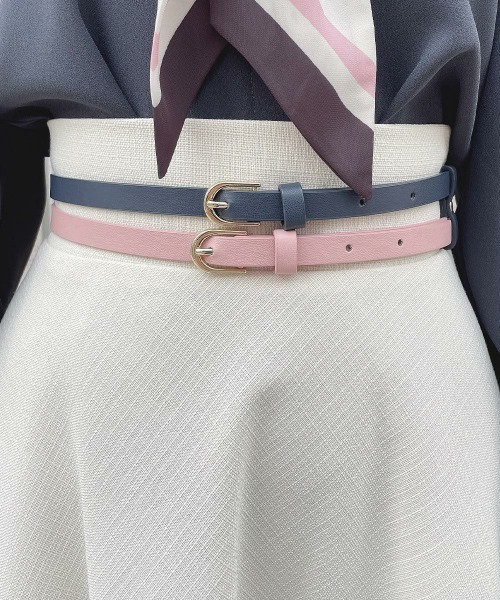 an another angelus（アンアナザーアンジェラス）の「ダブルカラーベルトフレアースカート【セットアップ可能】（スカート・レディース・ネイビー/アイボリー・FREE）」の6枚目の写真