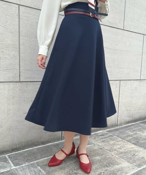 an another angelus（アンアナザーアンジェラス）の「ダブルカラーベルトフレアースカート【セットアップ可能】（スカート・レディース・ネイビー/アイボリー・FREE）」の8枚目の写真