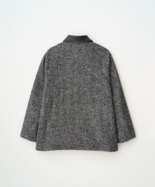 Juha(ユハ)の「LEATHER COLLAR RIDING JACKET (HERRINGBONE)(ブルゾン・メンズ・ブラック・3/4)」の3枚目の写真