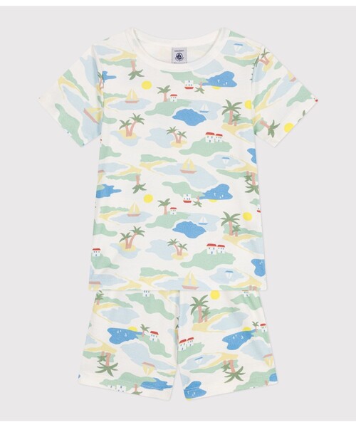 PETIT BATEAU(プチバトー)の「半袖パジャマ(ルームウェア/パジャマ・キッズ・ホワイト系その他・2YEAR/3YEAR/4YEAR/5YEAR)」の2枚目の写真