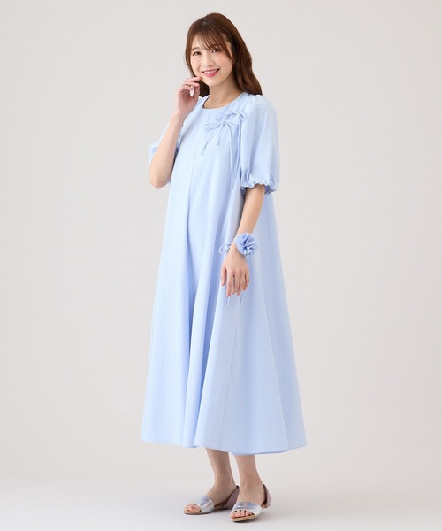 Rose Tiara(ローズティアラ)の「ボリューム袖フレアワンピース(ワンピース・レディース・ピンク/ブラック/ブルー・46/42/38)」の11枚目の写真
