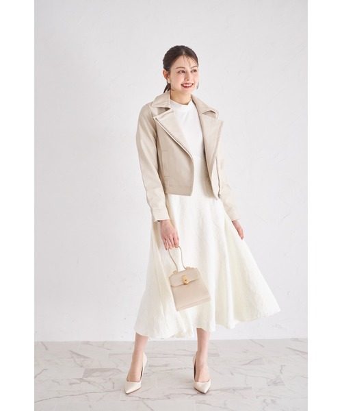 tocco closet(トッコ クローゼット)の「エコレザーライダースジャケット(ライダースジャケット・レディース・アイボリー/ブラック・M)」の3枚目の写真