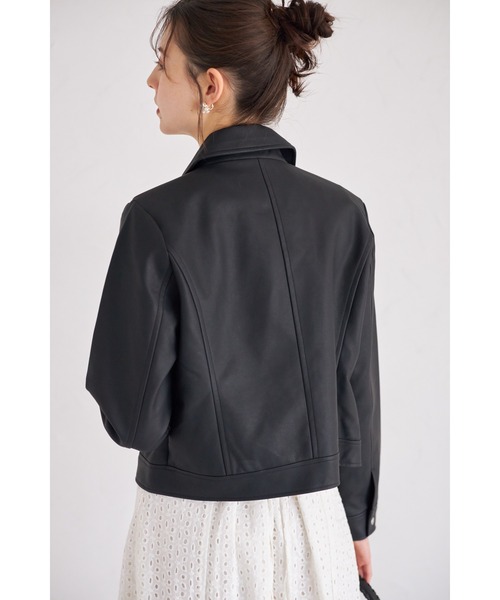 tocco closet(トッコ クローゼット)の「エコレザーライダースジャケット(ライダースジャケット・レディース・アイボリー/ブラック・M)」の15枚目の写真