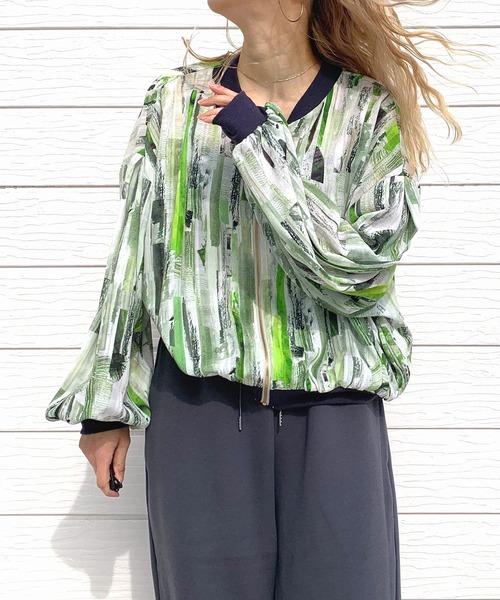 Q（キュー）の「ニュアンスカラーブルゾン（ブルゾン・レディース・グリーン系その他/ベージュ系その他・MEDIUM）」の19枚目の写真