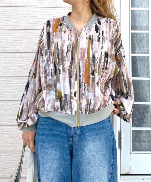 Q（キュー）の「ニュアンスカラーブルゾン（ブルゾン・レディース・グリーン系その他/ベージュ系その他・MEDIUM）」の16枚目の写真