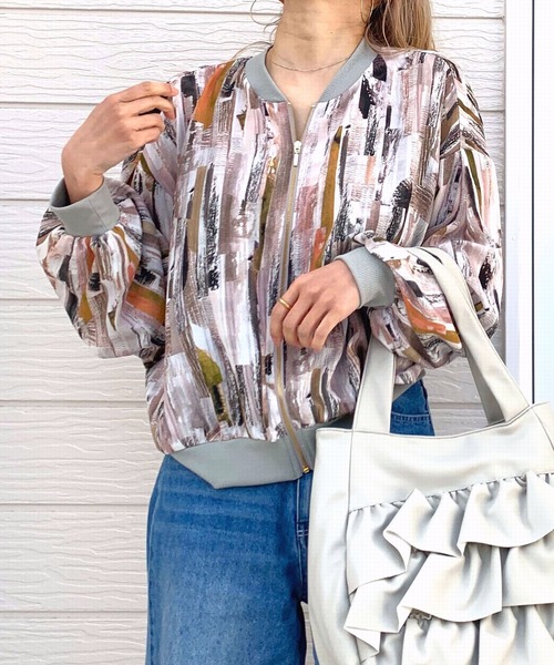 Q（キュー）の「ニュアンスカラーブルゾン（ブルゾン・レディース・グリーン系その他/ベージュ系その他・MEDIUM）」の17枚目の写真