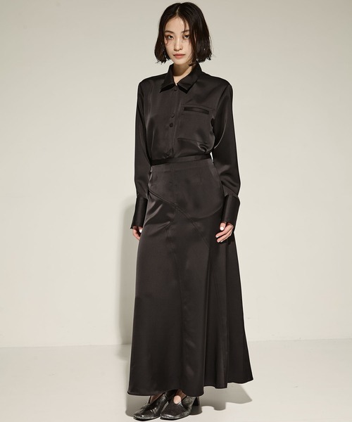 STUDIOUS(ステュディオス)の「【STUDIOUS/ステュディオス】Stretch Satin Skirt/ストレッチサテンスカート(スカート・レディース・ブラック/ホワイト・1/2)」の16枚目の写真