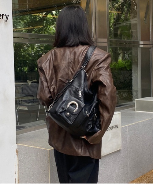 Bz】合成皮革2WAYショルダーバッグ/Y2K リュック（MA/EK109）（バック