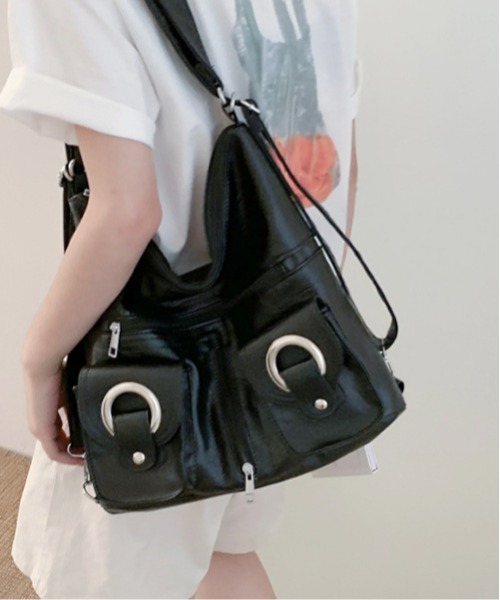 Bz】合成皮革2WAYショルダーバッグ/Y2K リュック（MA/EK109）（バック